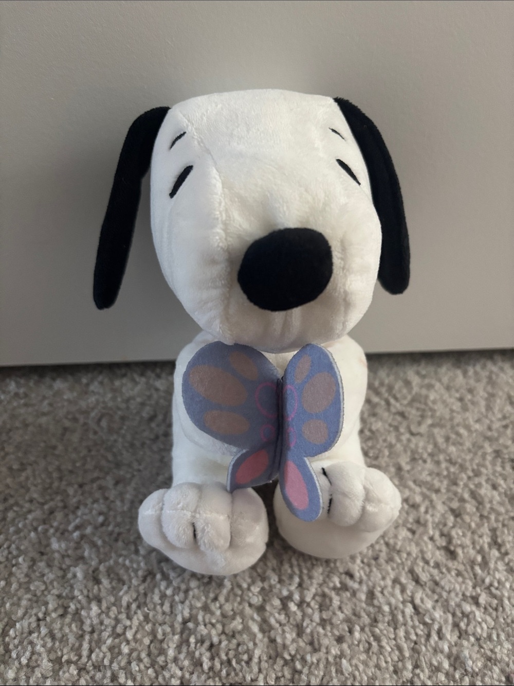 Peanuts Snoopy Plush with Purple & Pink Butterfly Accent